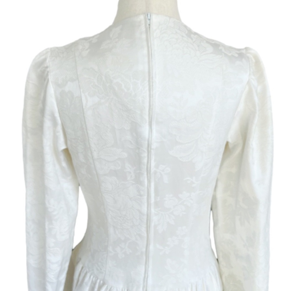 VINTAGE Edwardian Inspired Long Sleeve High Neck Cotton Blend Wedding Dress XS - Picture 6 of 8